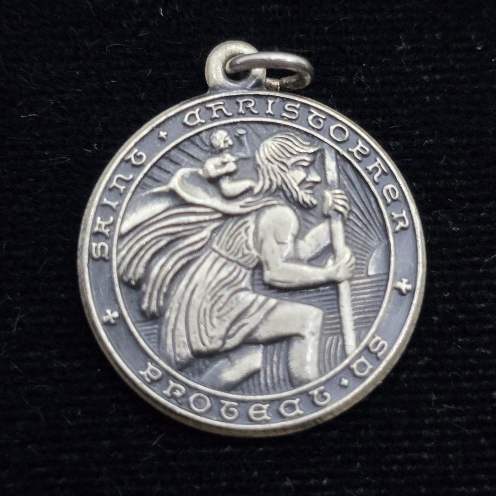 Sterling St. Christopher Medal Vintage Religious 1970s